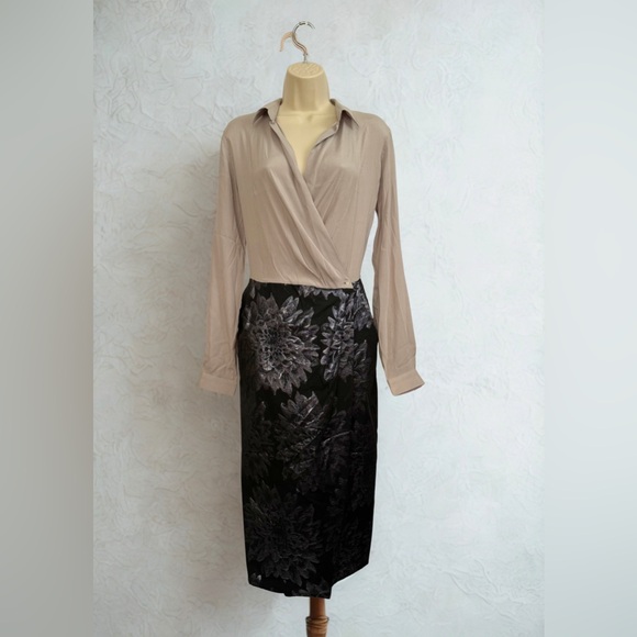 Sara Roka Chic Beige, Black $ Silver Floral Pencil Dress - Picture 5 of 12